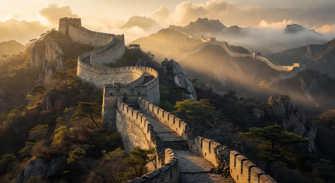 Great Wall of China in morning mist
